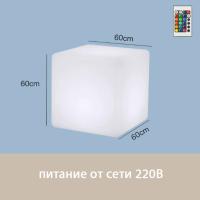 Светильник Куб 60 питание от сети 220В, RGB