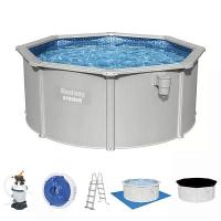Bestway 56566 BW Стальной бассейн Hydrium 300х120см, 7630л, песч.фил.-нас. 3028л/ч, лестн., тент, подст., попл.-доз.