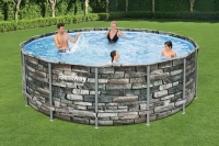 Bestway 56993 BW Каркасный бассейн Power Steel 427x122см "Камень" 15232л, фил.-нас. 3028л/ч, лестн., тент, попл.-доз.