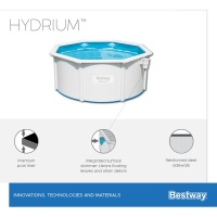 Bestway 56566 BW Стальной бассейн Hydrium 300х120см, 7630л, песч.фил.-нас. 3028л/ч, лестн., тент, подст., попл.-доз.