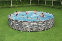 Bestway 56889 BW Каркасный бассейн Power Steel 671x132см "Камень" 40377л, фил.-нас. 9463л/ч, лестн., тент, попл.-доз.