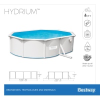 Bestway 56586 BW Стальной бассейн Hydrium 500х360х120см, 16296л, песч.фил.-нас 3028л/ч, лестн, тент, подст, попл.-доз