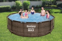 Bestway 56709 BW Каркасный бассейн Steel Pro Max 366х100см "Ротанг" 9150л, фил.-насос 2006л/ч, лестница