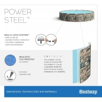 Bestway 56966 BW Каркасный бассейн Power Steel 488x122см "Камень" 19480л, фил.-нас. 5678л/ч, лестн., тент, попл.-доз.